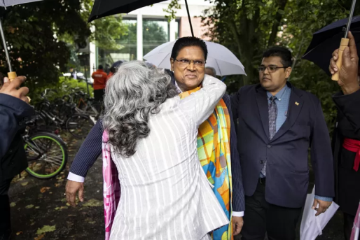 De Surinaamse president Chan Santokhi tijdens zijn werkbezoek aan Nederland, eerder deze maand.BEELD ANP De Surinaamse president Chan Santokhi tijdens zijn werkbezoek aan Nederland, eerder deze maand.BEELD ANP